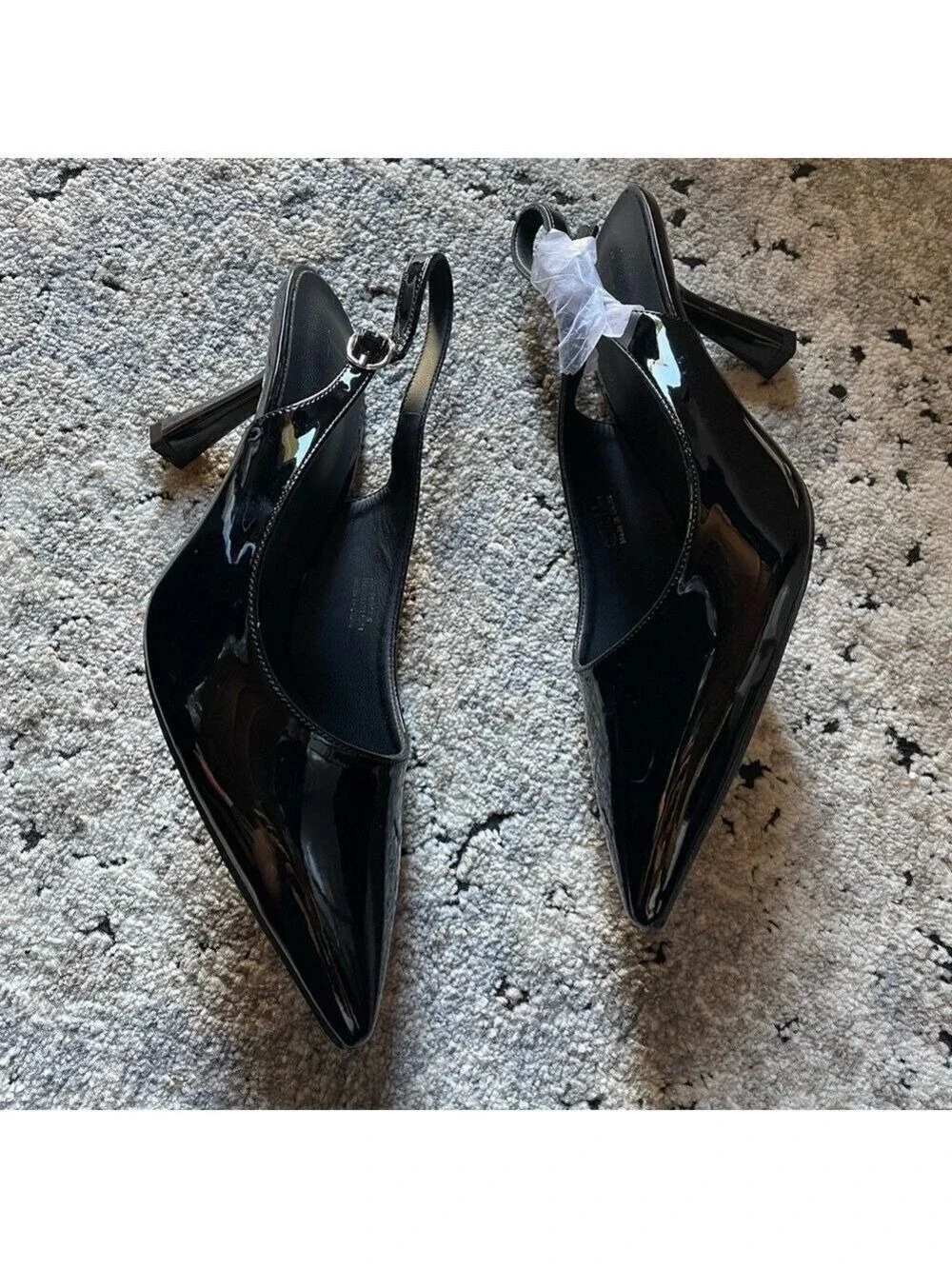 Black Patent Slingback Heels